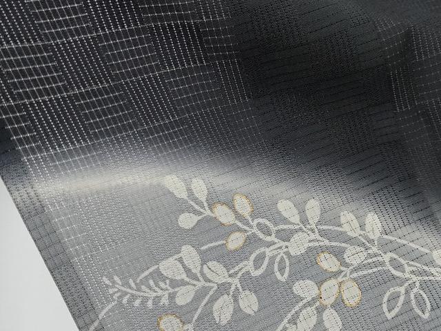 平和屋着物*夏物 訪問着 変わり絽 秋草文 暈し染め 黒地 金銀彩 正絹 逸品 CABG3227tx
