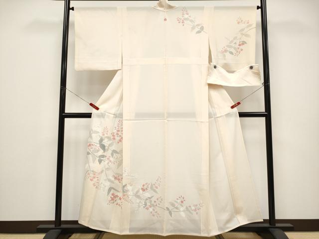 平和屋着物*夏物 訪問着 絽 枝花文 銀彩 反端付き 正絹 逸品 CABG3230tx