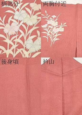 平和屋着物*夏物 訪問着 ロング丈 絽 草花文 銀彩 正絹 逸品 CABG3232tx
