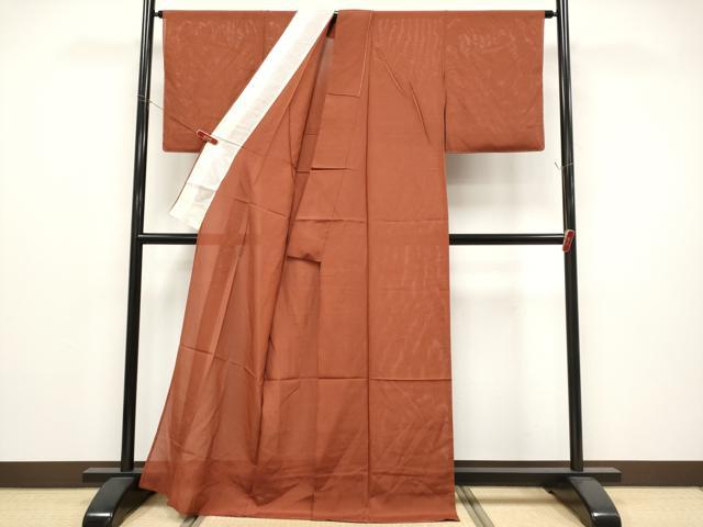 平和屋着物*夏物 色無地 絽 赤錆色 正絹 逸品 CABG3235tx