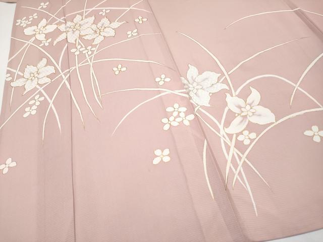 平和屋着物*夏物 訪問着 駒刺繍 絽 草花文 金彩 正絹 逸品 CABG3237tx