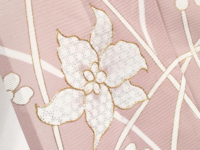 平和屋着物*夏物 訪問着 駒刺繍 絽 草花文 金彩 正絹 逸品 CABG3237tx