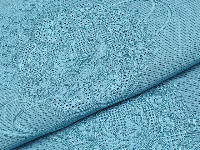 平和屋着物*夏物 中国三大刺繍 スワトウ刺繍 総刺繍 無地絵羽訪問着 絽 鏡裏花鳥文 新橋色 正絹 逸品 CABG3240tx
