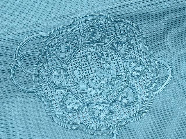 平和屋着物*夏物 中国三大刺繍 スワトウ刺繍 総刺繍 無地絵羽訪問着 絽 鏡裏花鳥文 新橋色 正絹 逸品 CABG3240tx