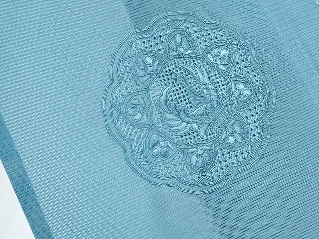 平和屋着物*夏物 中国三大刺繍 スワトウ刺繍 総刺繍 無地絵羽訪問着 絽 鏡裏花鳥文 新橋色 正絹 逸品 CABG3240tx