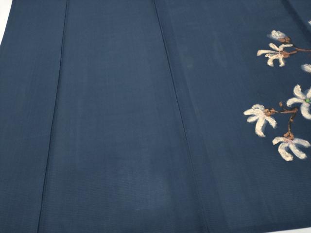 平和屋着物*夏物 色留袖 紗 枝花文 枝花文 濃紺地 正絹 逸品 CABG3254tx