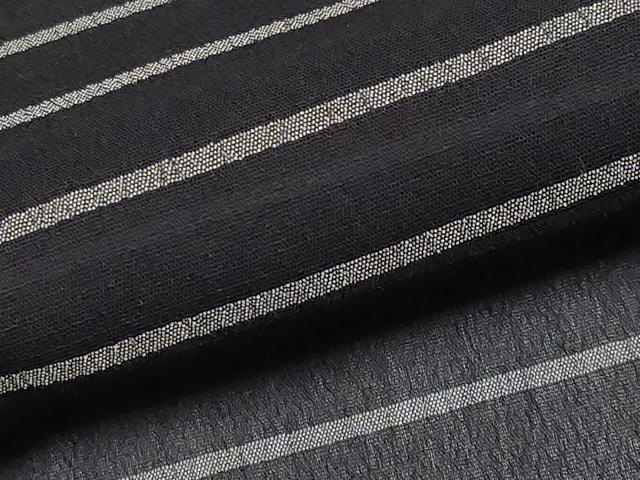 平和屋着物*夏物 小紋 紗 横段文 黒地 正絹 逸品 CABG3264tx