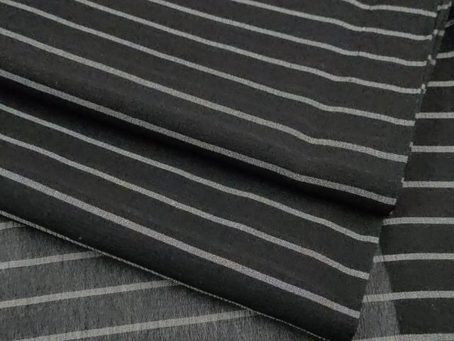 平和屋着物*夏物 小紋 紗 横段文 黒地 正絹 逸品 CABG3264tx