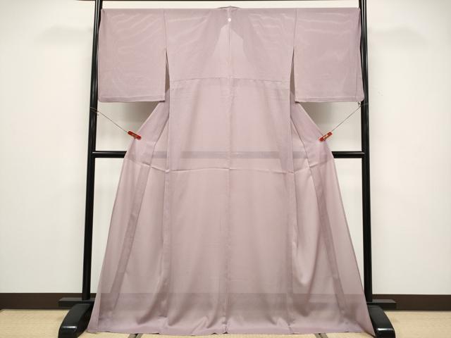 平和屋着物*夏物 色無地 縦絽 梅鼠色 ロング丈 洗える着物 CABG3297tx