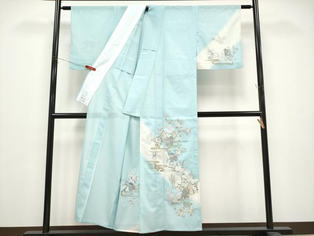平和屋着物*夏物 訪問着 絽 御所車霞花文 暈し染め 金彩 やまと誂製 洗える着物 CABG3312tx