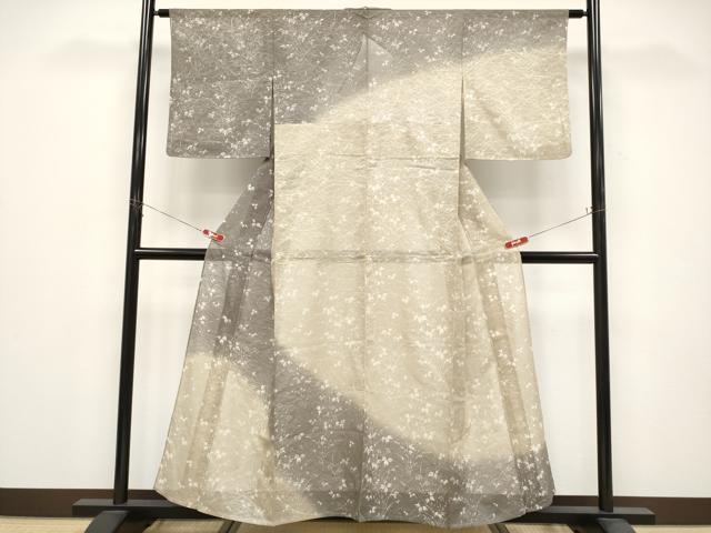 平和屋着物*夏物 訪問着 芝草紋紗 暈し染め 蔦の葉花文 正絹 逸品 CABG3318tx
