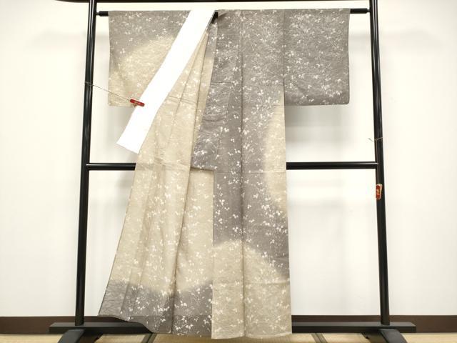 平和屋着物*夏物 訪問着 芝草紋紗 暈し染め 蔦の葉花文 正絹 逸品 CABG3318tx