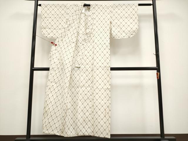 平和屋着物*夏物 小紋 菱繋ぎ 生成り色 CABG3321tx