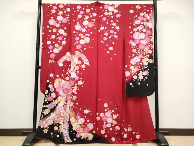 平和屋着物●豪華振袖 駒刺繍 束ね熨斗雪輪花文 暈し染め 金彩 正絹 逸品 CABG3336tx