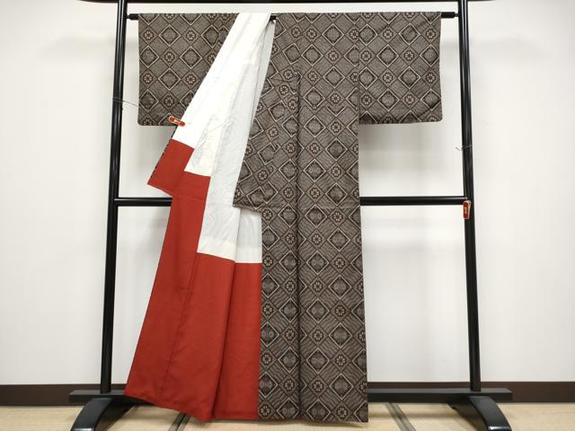 平和屋着物●本場大島紬 龍郷絣 菱繋ぎ花文 正絹 逸品 CABG3344tx