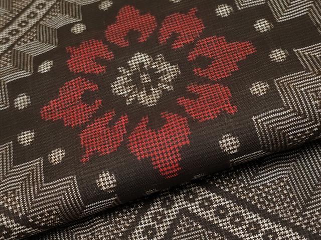 平和屋着物●本場大島紬 龍郷絣 花菱文 正絹 逸品 CABG3352tx