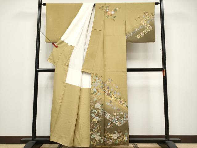 平和屋着物●訪問着 花唐草文 暈し染め 金彩 正絹 逸品 CABG3353tx