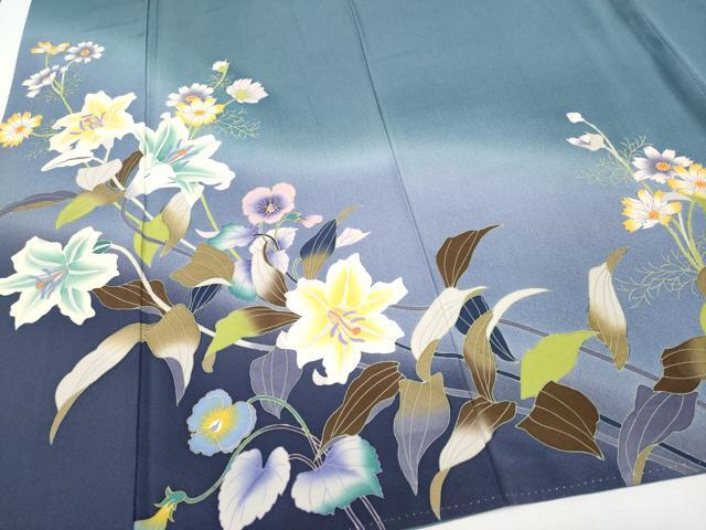 平和屋着物●巨匠 前田華清 手描き 訪問着 草花文 暈し染め 正絹 逸品 CABG3356tx