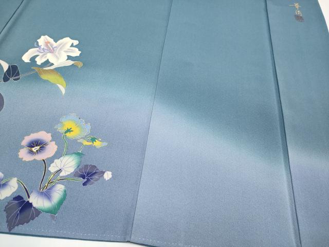 平和屋着物●巨匠 前田華清 手描き 訪問着 草花文 暈し染め 正絹 逸品 CABG3356tx