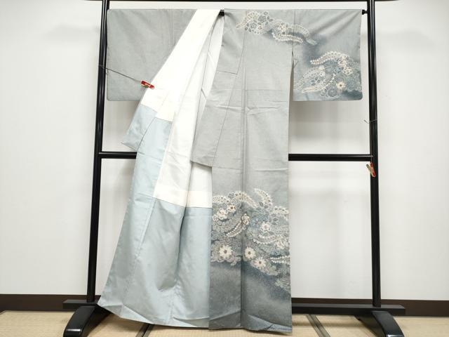 平和屋着物●訪問着 本場染大島紬 辻が花 絞り 金彩 正絹 逸品 CABG3363tx