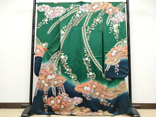 平和屋着物●越後十日町の一流染匠 桐屋・翠山工房 臈纐纈師 振袖 絞り 辻が花 暈し染め 銀通し地 正絹 逸品 CABG3364tx