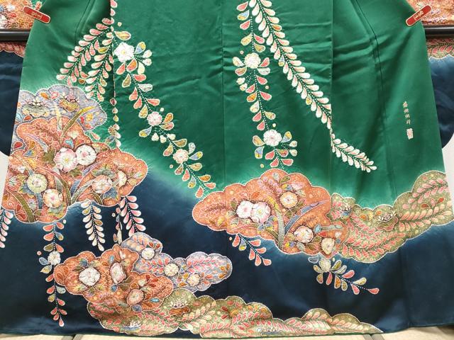 平和屋着物●越後十日町の一流染匠 桐屋・翠山工房 臈纐纈師 振袖 絞り 辻が花 暈し染め 銀通し地 正絹 逸品 CABG3364tx