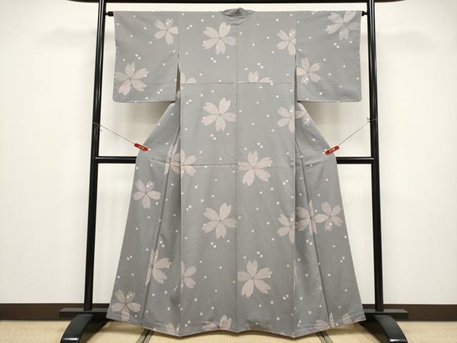 平和屋着物●上質な小紋 舞桜文 正絹 逸品 未使用 CABG3372tx