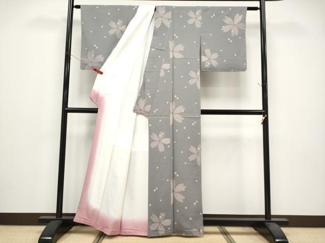 平和屋着物●上質な小紋 舞桜文 正絹 逸品 未使用 CABG3372tx
