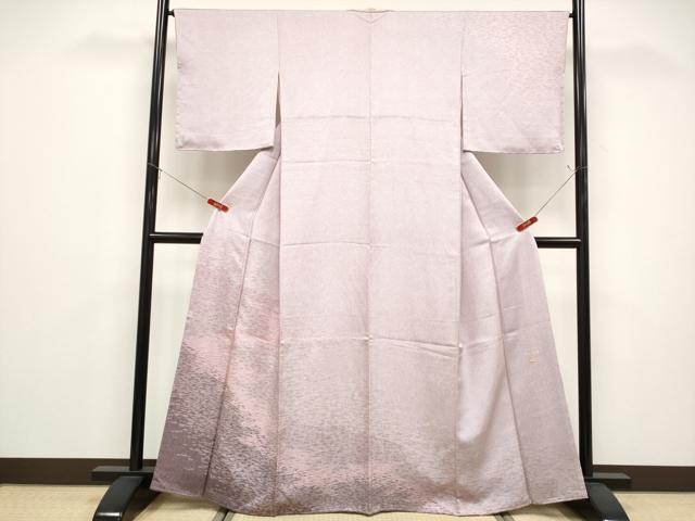 平和屋着物●寺山存男 訪問着 江戸小紋 霞文 万筋 白×紅藤色 正絹 逸品 未使用 CABG3379tx