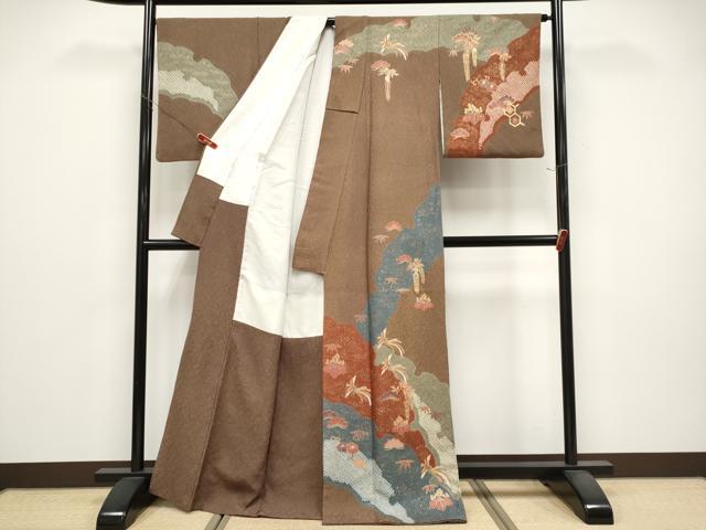 平和屋着物●中国三大刺繍 スワトウ刺繍 訪問着 絞り 雪輪鳳凰花文 金彩 正絹 逸品 CABG3382tx