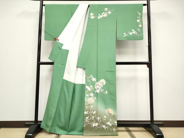 平和屋着物●訪問着 友禅 作家物 貝合せ枝花文 暈し染め 正絹 逸品 CABG3395tx