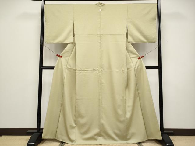平和屋着物●色無地 唐草地紋 利休茶色 洗える着物 CABG3402tx