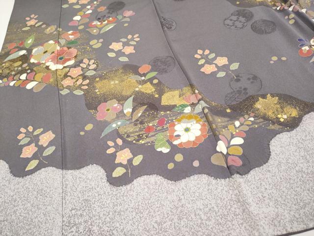 平和屋着物●京友禅の第一人者 松井青々 訪問着 駒刺繍 道長草花文 金彩 正絹 逸品 CABG3406tx