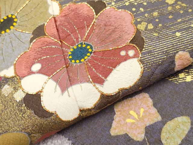 平和屋着物●京友禅の第一人者 松井青々 訪問着 駒刺繍 道長草花文 金彩 正絹 逸品 CABG3406tx