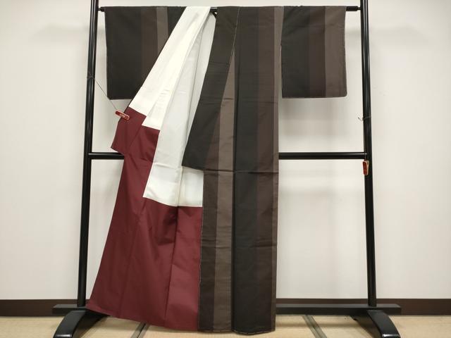 平和屋着物●本場縞大島紬 名匠たかし 泥染め 絹街道 証紙付き 正絹 逸品 未使用 CABG3424tx
