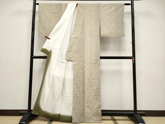 平和屋着物●結城紬 100亀甲 間道 正絹 逸品 CABG3425tx