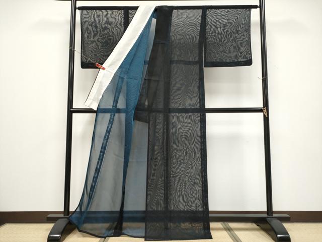 平和屋着物*夏物 小紋 二重紗 縞 正絹 逸品 CABG3445tx