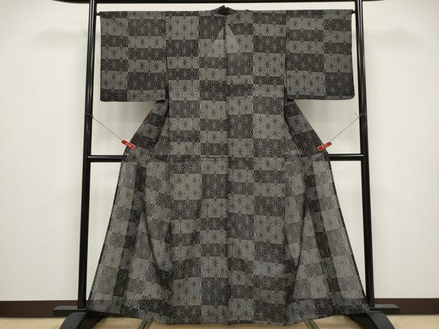 平和屋着物*夏物 紗紬 100亀甲 麻の葉文様 正絹 逸品 CABG3447tx