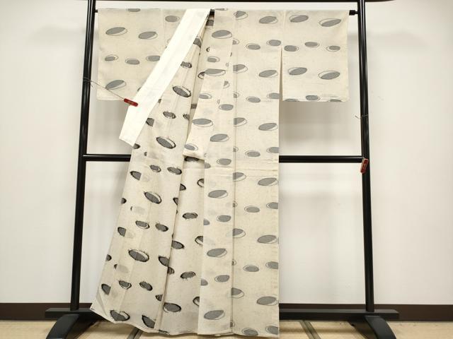 平和屋着物*夏物 お召 夏お召 抽象文 正絹 逸品 CABG3458tx