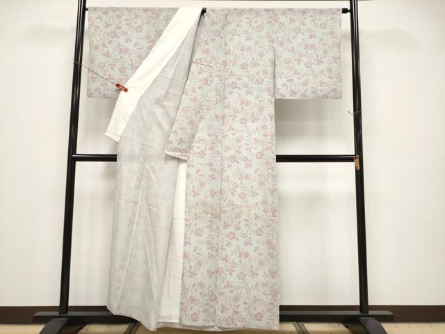 平和屋着物*夏物 小紋 絽 更紗花文 正絹 逸品 CABG3460tx