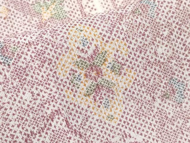 平和屋着物*夏物 小紋 紗 正倉院花文 洗える着物 CABG3464tx