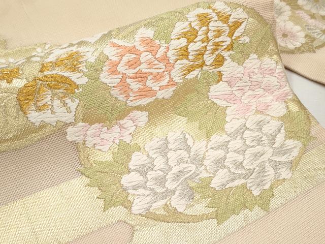 平和屋着物*夏物 九寸名古屋帯 唐織 霞花丸文 金銀糸 正絹 逸品 CABG3485tx