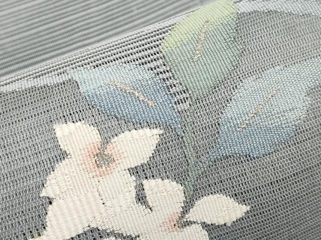 平和屋着物*夏物 八寸名古屋帯 絽綴れ 流水枝花文 銀糸 正絹 逸品 CABG3504tx