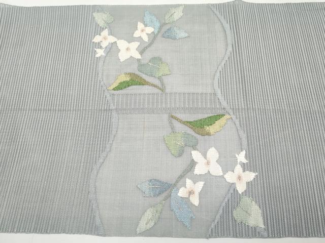 平和屋着物*夏物 八寸名古屋帯 絽綴れ 流水枝花文 銀糸 正絹 逸品 CABG3504tx