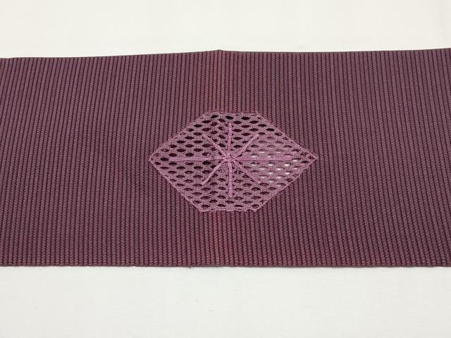 平和屋着物*夏物 八寸名古屋帯 絽綴れ ドロンワーク 抽象文 滅紫色 正絹 逸品 CABG3508tx