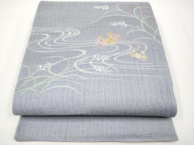 平和屋着物*夏物 太鼓柄袋帯 すくい織 蟹 カニ 金銀糸 正絹 逸品 未使用 CABG3512tx
