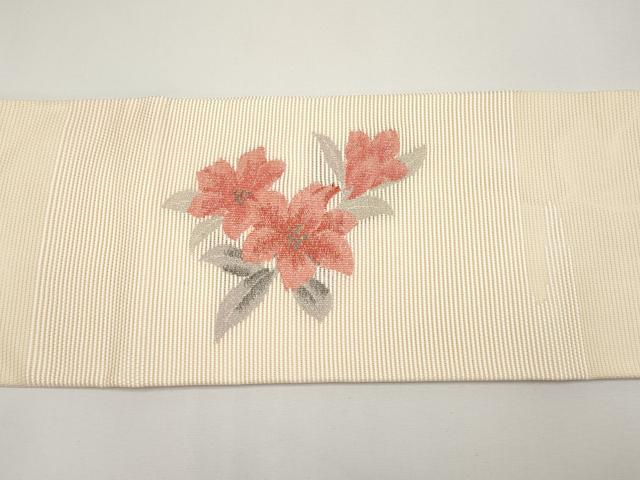 平和屋着物*夏物 九寸名古屋帯 枝花文 正絹 逸品 CABG3532tx