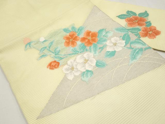 平和屋着物*夏物 九寸名古屋帯 枝花文 金銀糸 正絹 逸品 未使用 CABG3536tx
