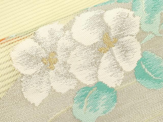 平和屋着物*夏物 九寸名古屋帯 枝花文 金銀糸 正絹 逸品 未使用 CABG3536tx