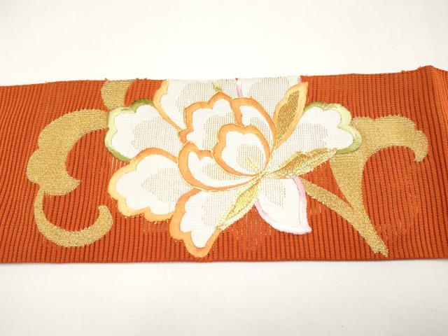 平和屋着物*夏物 八寸名古屋帯 絽綴れ 駒刺繍 牡丹唐草文 正絹 逸品 CABG3540tx